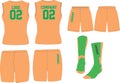 Custom Designs Basketball Uniform jersey  shorts Front and back view sports uniforms Mock ups Templates illustrations Royalty Free Stock Photo