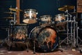 custom drum set with various drum sizes and shapes