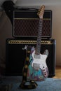 Custom Electric Guitar and Amplifiers Royalty Free Stock Photo