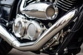 Custom exhaust system on motorbike. Generative AI Royalty Free Stock Photo