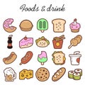 20 custom food  snacks  drinks icons Royalty Free Stock Photo