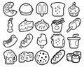 20 custom food  snacks  drinks icons Royalty Free Stock Photo