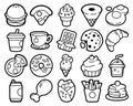 25 custom food  snacks  drinks icons Royalty Free Stock Photo