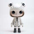 Custom Frog Pop Rock Vinyl Toy In Monochromatic White Style