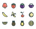 12 custom fruits icons Royalty Free Stock Photo