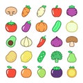 25 custom fruits and vegetables icons Royalty Free Stock Photo