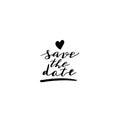 Custom hand lettering phrase save the date. Handwritten holiday greeting text
