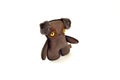 Custom handcrafted stuffed leather toy puppy - left