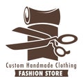 Custom handmade clothing fashion store sketch with fabric and sc