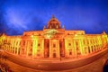 Custom House in Dublin fish-eye at night. Royalty Free Stock Photo