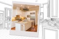 Custom Kitchen Drawing With Photo Picture Frame Containing Finished Construction