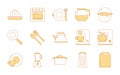 15 custom kitchen utensils and cooking icons Royalty Free Stock Photo