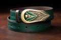 custom leather belt with engraved buckle detail