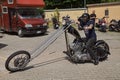 Custom long fork Harley Davidson chopper