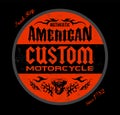 Custom Motorcycle American Badge print design, vector emblem illustration. Royalty Free Stock Photo