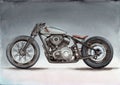 Custom motorcycle on a grey background