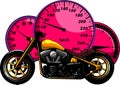 custom Motorcycle with speedometer vector illustration design