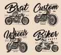 Custom motorcycle vintage designs set Royalty Free Stock Photo