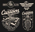 Custom motorcycle vintage labels set