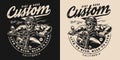 Custom motorcycle vintage monochrome emblem Royalty Free Stock Photo