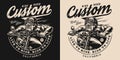 Custom motorcycle vintage monochrome print