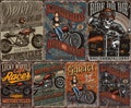 Custom motorcycle vintage posters collection Royalty Free Stock Photo