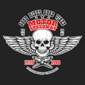 Custom motorcycles .Poster template with winged skull. Design element for poster, flyer, card, banner.