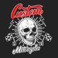 Custom motorcycles .Poster template with winged skull. Design element for poster, flyer, card, banner.