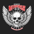 Custom motorcycles .Poster template with winged skull. Design element for poster, flyer, card, banner. Royalty Free Stock Photo