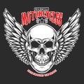 Custom motorcycles .Poster template with winged skull. Design element for poster, flyer, card, banner. Royalty Free Stock Photo