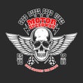 Custom motorcycles .Poster template with winged skull. Design element for poster, flyer, card, banner. Royalty Free Stock Photo