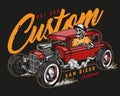 Custom retro car colorful vintage label