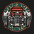 Custom retro car round colorful emblem