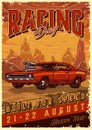 Custom retro cars racing poster