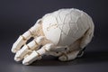 custom robotic hand, with flexible fingers and tactile sensors, wrapping around delicate egg Royalty Free Stock Photo