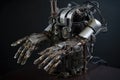 custom robotic hand, with multiple tools and attachments for precise and versatile manipulation