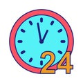 Custom Service Support 24 Hours Icon Flat Design Vector
