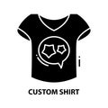 custom shirt icon, black vector sign with editable strokes, concept illustration