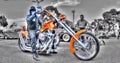 Custom style motorbike and rider