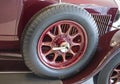 Custom wheel on a burgundy retro car - close up