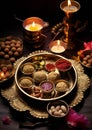 customary pooja prayer ceremony on Diwali festival of lights Royalty Free Stock Photo