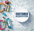 Customer Acquisition concept with Doodle design style:people int Royalty Free Stock Photo