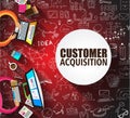 Customer Acquisition concept with Doodle design style