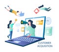 Customer acquisition vector illustration client attraction cartoon Royalty Free Stock Photo