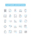 Customer advertising vector line icons set. Advertise, Customer, Promote, Target, Reach, Increase, Engage illustration