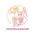 Customer alienation red gradient concept icon
