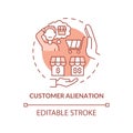 Customer alienation terracotta concept icon