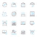 Customer analysis linear icons set. Demographics, Psychographics, Behavior, Insights, Attitudes, Segmentation, Persona