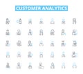 Customer analytics linear icons set. Segmentation, Insights, Retention, Acquisition, Sentiment, Loyalty, Behavior line