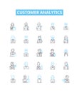 Customer analytics vector line icons set. Customer, Analytics, Segmentation, Profiling, Analysis, Trends, Retention Royalty Free Stock Photo